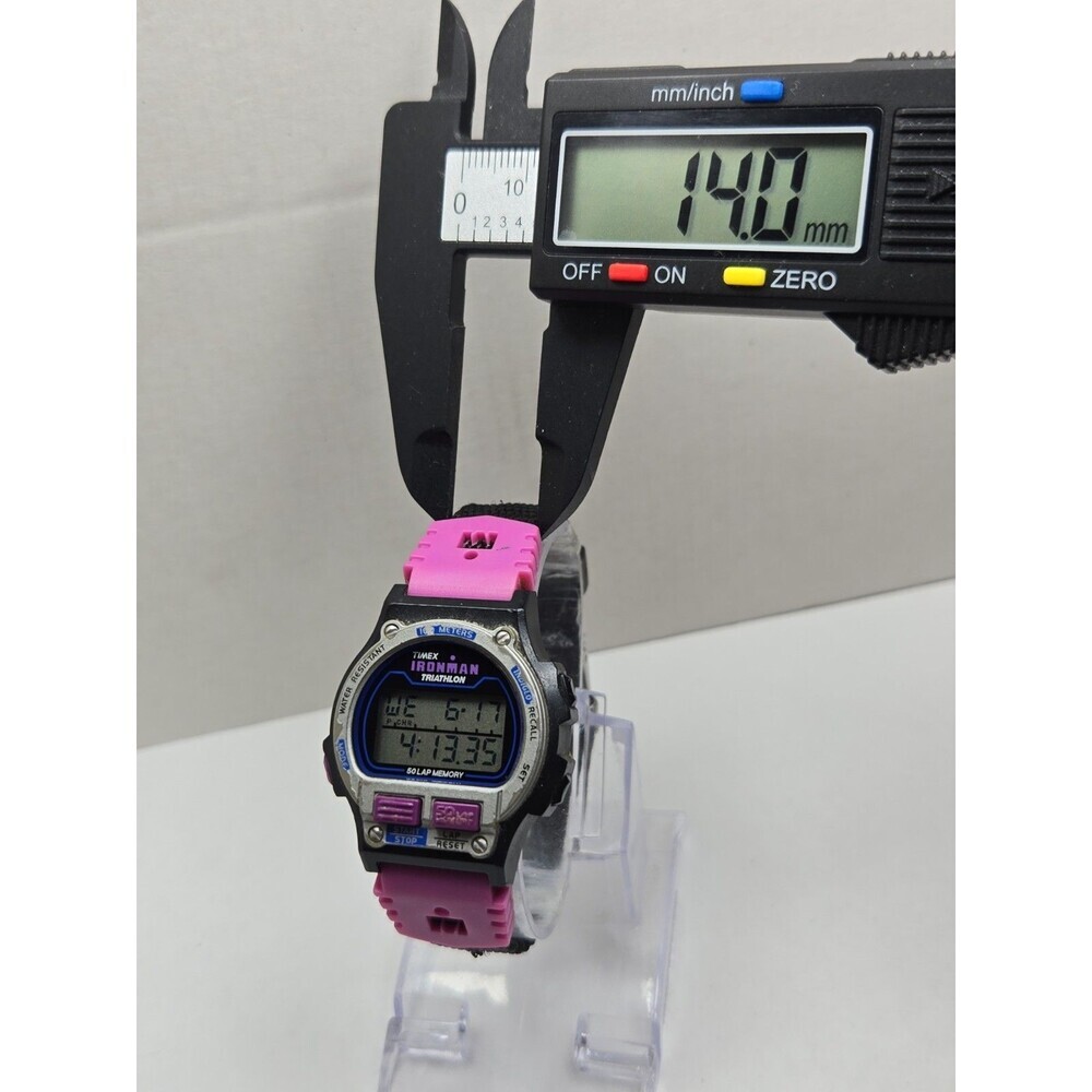 Vintage 1996 Timex Ironman Triathlon 50 Lap Purple Digital Watch New Battery - Picture 6 of 11